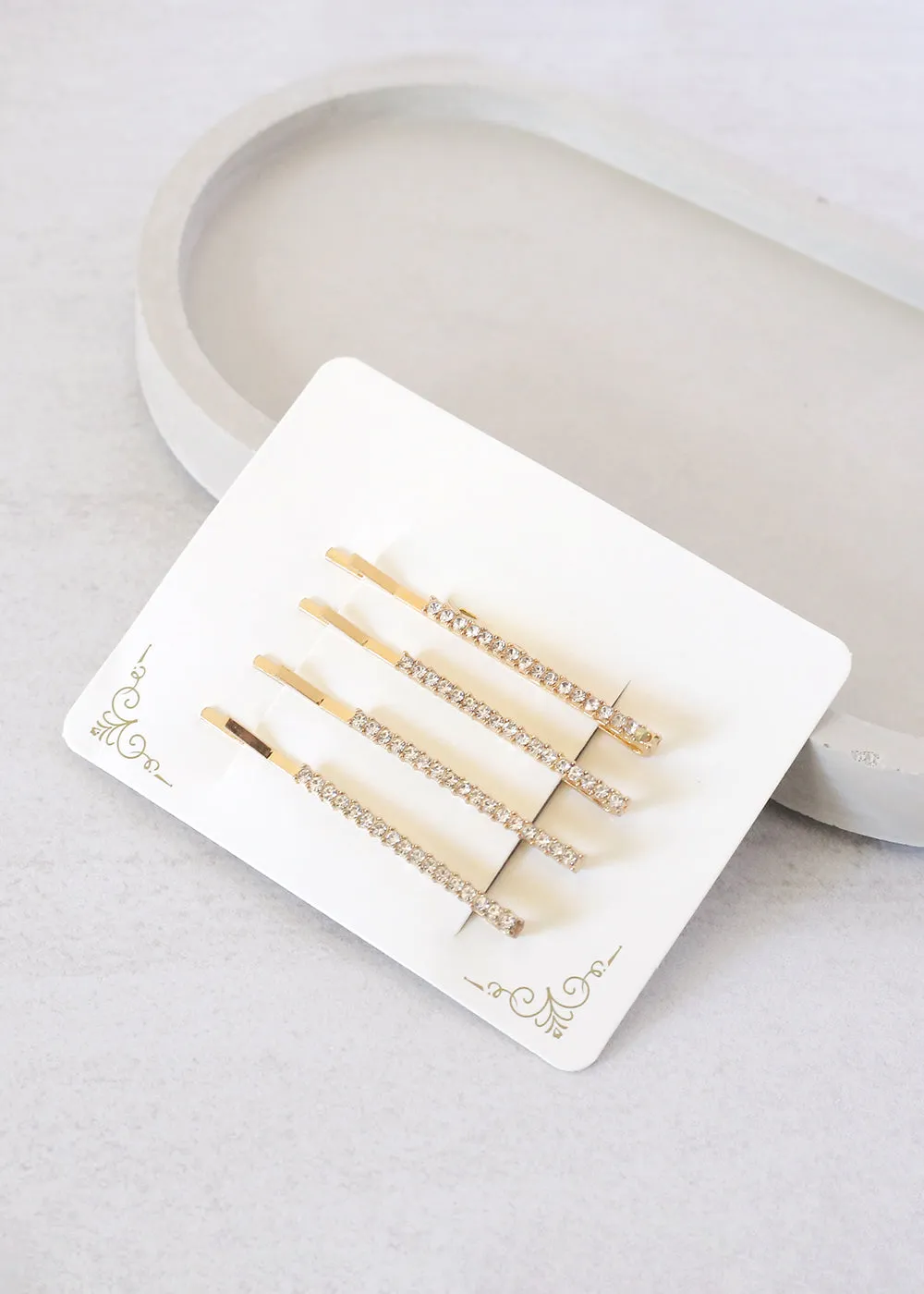 4-Piece Gold Rhinestone Hair Pin