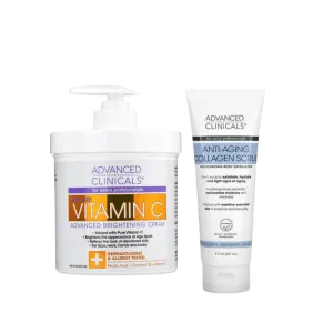 Advanced Clinicals Vitamin C brightening cream And Advanced clinicals Antiaging Collagen Scrub