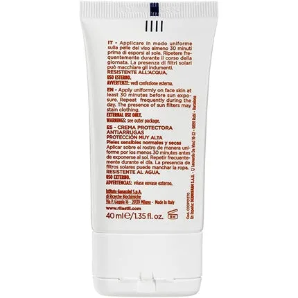 Age Repair Viso Anti-Aging Sunscreen elastic and antioxidant SPF 50  for sensitive hair, 40 ml, Rilastil