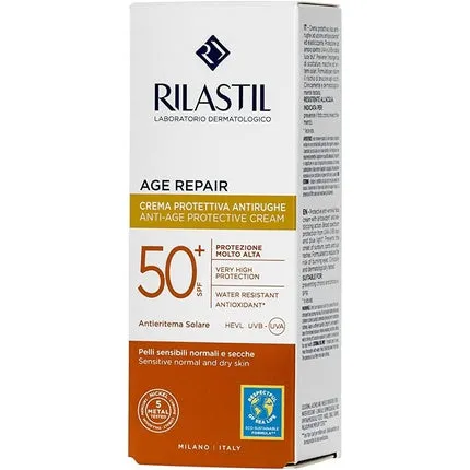 Age Repair Viso Anti-Aging Sunscreen elastic and antioxidant SPF 50  for sensitive hair, 40 ml, Rilastil