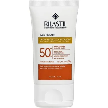 Age Repair Viso Anti-Aging Sunscreen elastic and antioxidant SPF 50  for sensitive hair, 40 ml, Rilastil