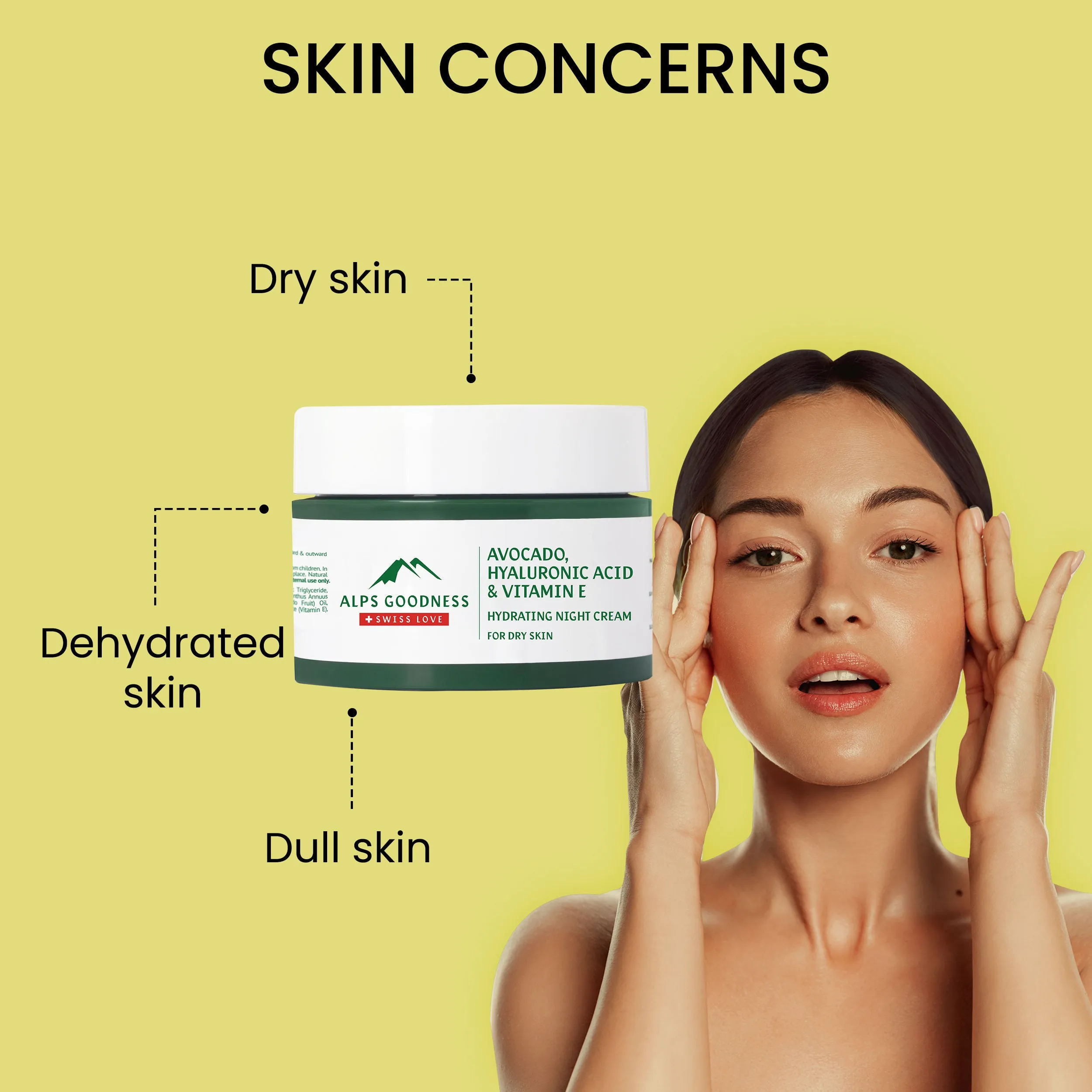 Alps Goodness Avocado, Hyaluronic Acid & Vitamin E Hydrating Night Cream For Dry Skin (50 gm) | Moisturizer for Face| For Dry Skin | Paraben Free, Silicone Free, Sulphate Free, Mineral Oil Free, Vegan |