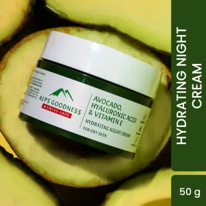 Alps Goodness Avocado, Hyaluronic Acid & Vitamin E Hydrating Night Cream For Dry Skin (50 gm) | Moisturizer for Face| For Dry Skin | Paraben Free, Silicone Free, Sulphate Free, Mineral Oil Free, Vegan |