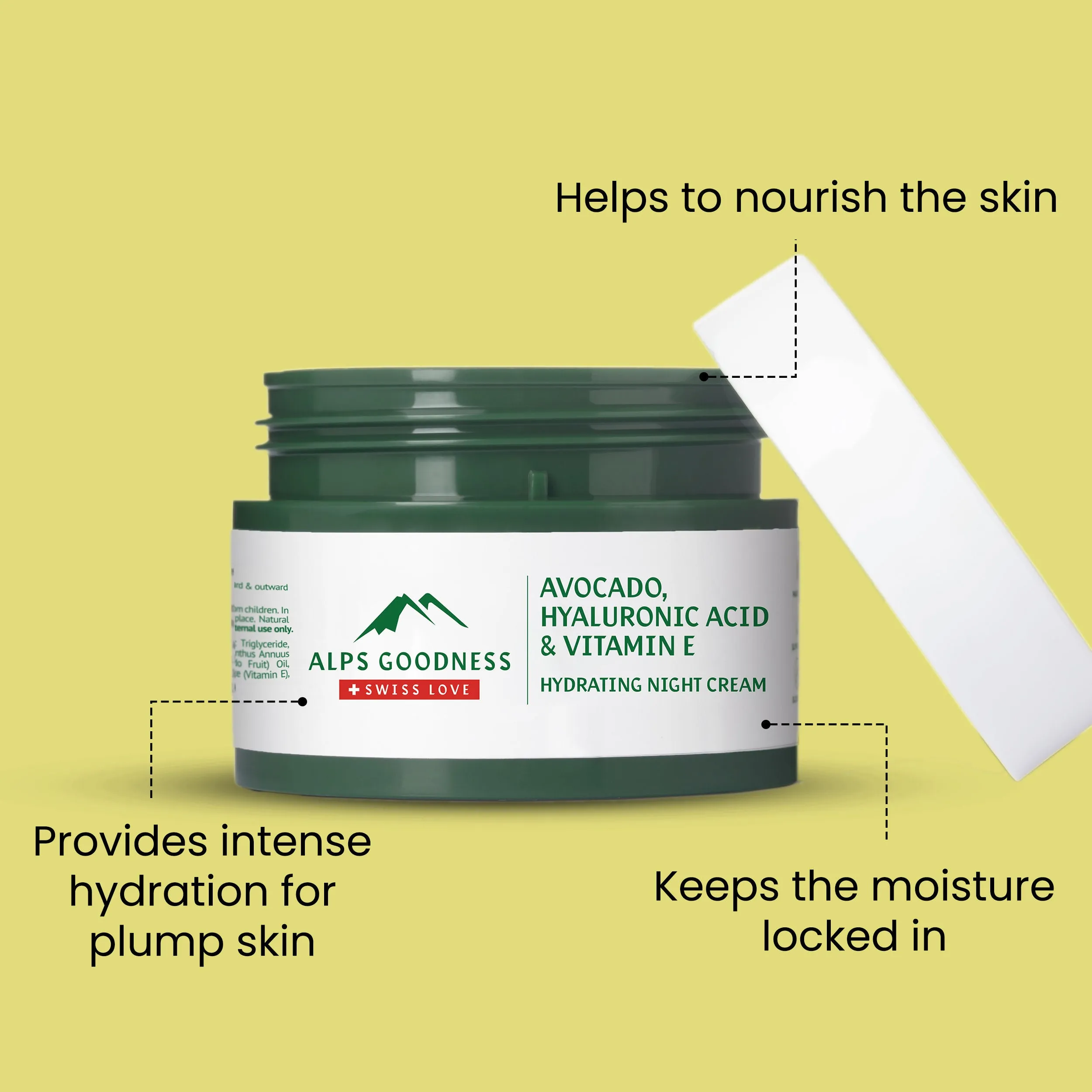 Alps Goodness Avocado, Hyaluronic Acid & Vitamin E Hydrating Night Cream For Dry Skin (50 gm) | Moisturizer for Face| For Dry Skin | Paraben Free, Silicone Free, Sulphate Free, Mineral Oil Free, Vegan |