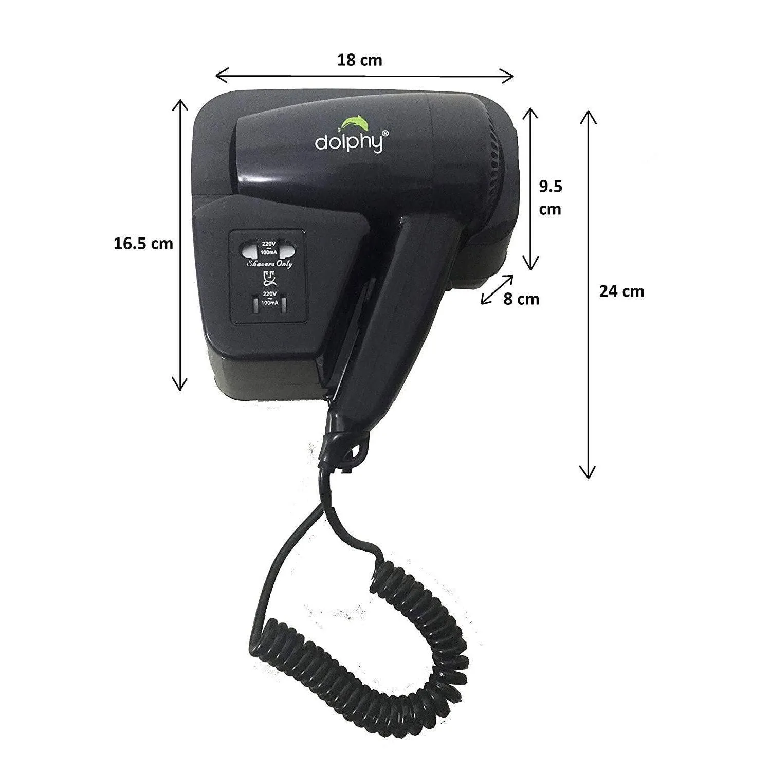 Dolphy Wall Mount Hair Dryer 1200W Black