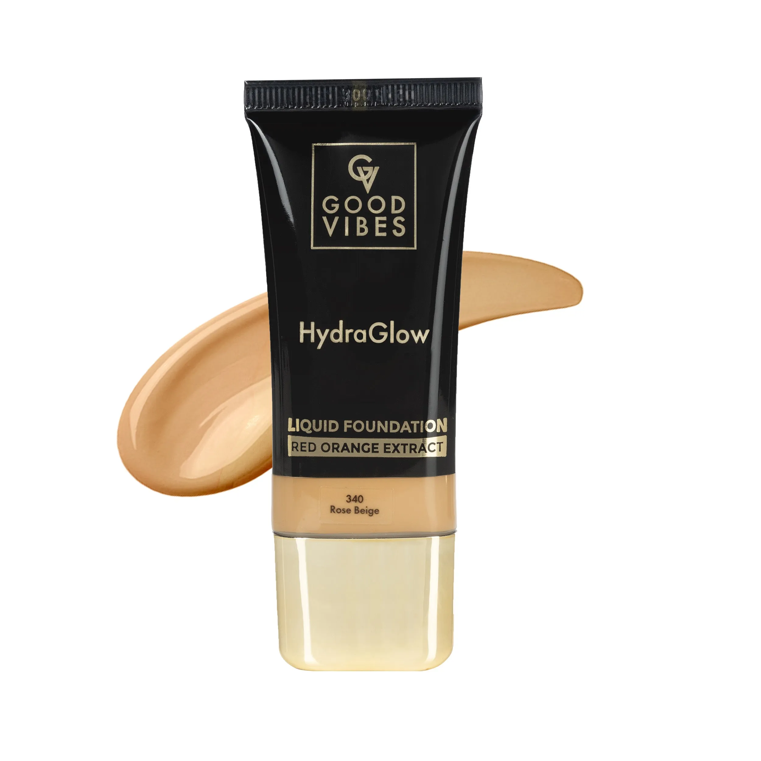 Good Vibes HydraGlow Liquid Foundation with Red Orange Extract - 340 Rose Beige | 8  Hours Hydration | Natural to Buildable Coverage | Lightweight Comfort | Silky Smooth Finish (30ml)