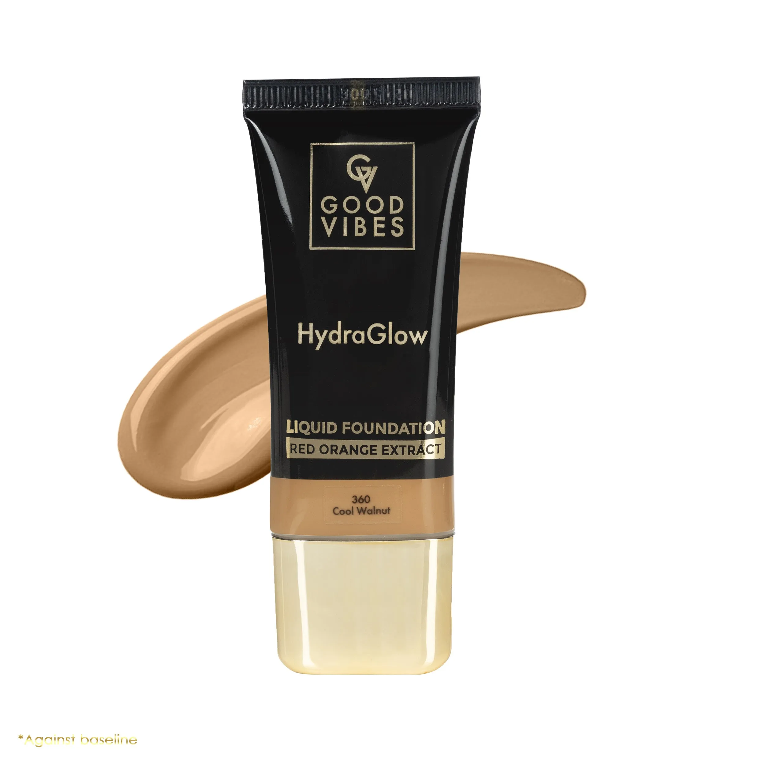 Good Vibes HydraGlow Liquid Foundation with Red Orange Extract - 360 Cool Walnut | 8  Hours Hydration | Natural to Buildable Coverage | Lightweight Comfort | Silky Smooth Finish (30ml)