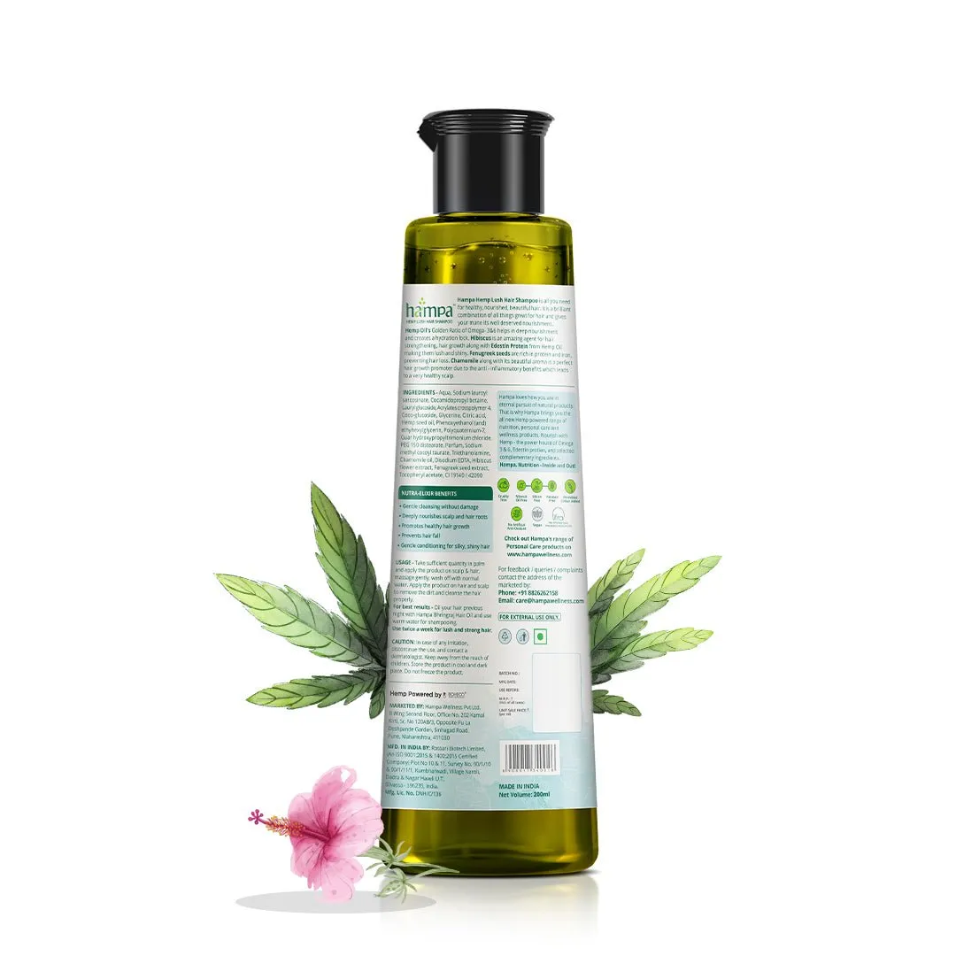 Hampa Wellness - Hemp Lush Hair Shampoo 200ml   Hemp Lush Hair Conditioner 200ml