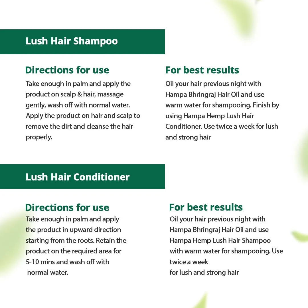 Hampa Wellness - Hemp Lush Hair Shampoo 200ml   Hemp Lush Hair Conditioner 200ml