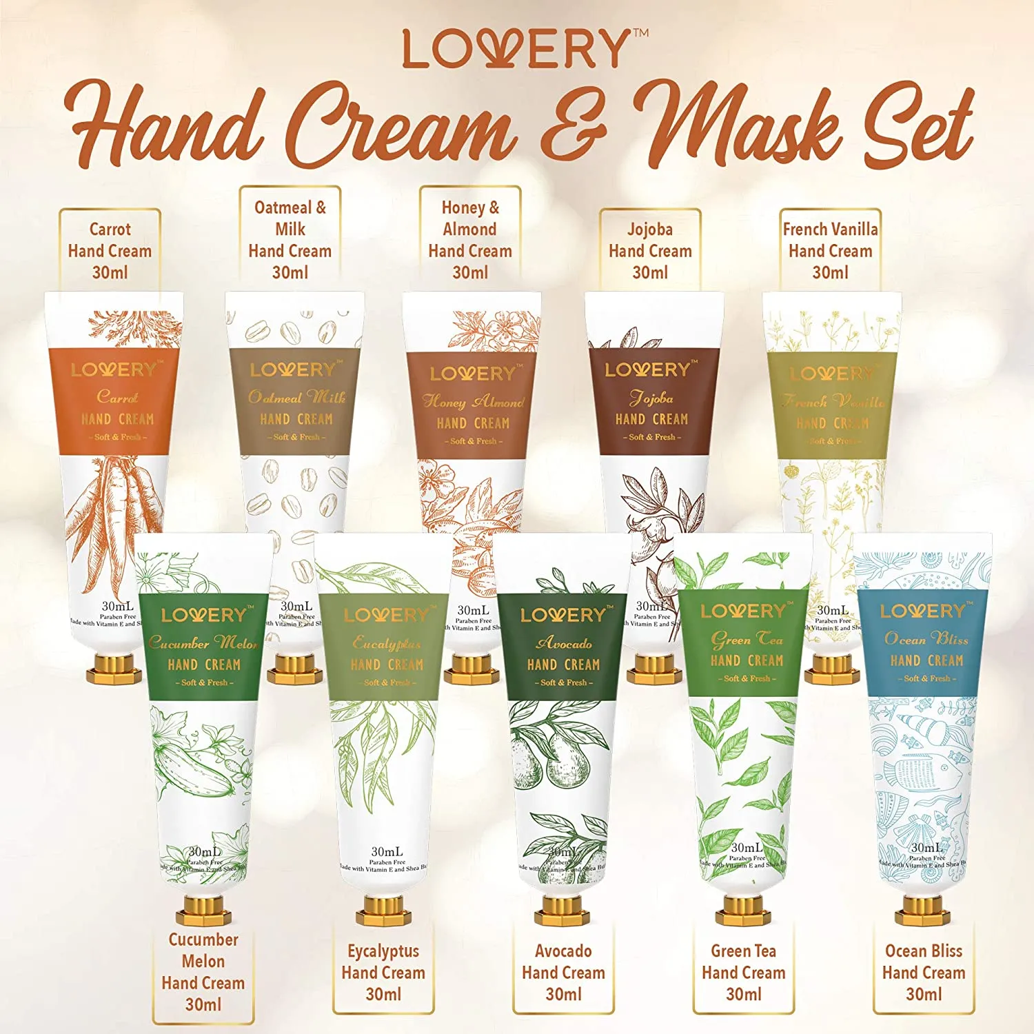 Hand Cream and Hand Mask Gift Set - 16Pc Lotions