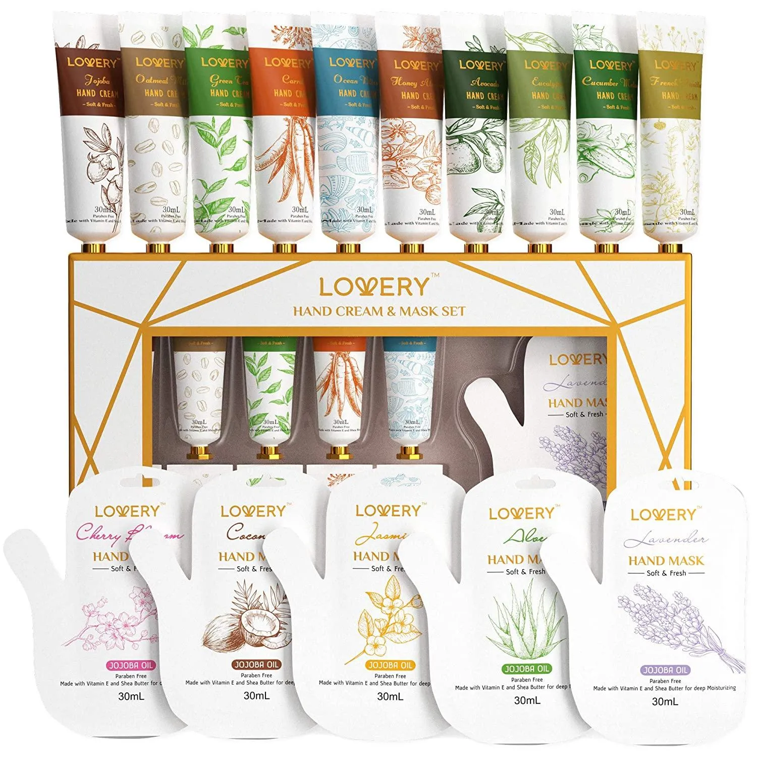 Hand Cream and Hand Mask Gift Set - 16Pc Lotions