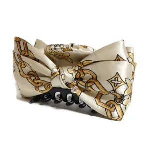 Handmade Chain Print Satin Hair Bow Hair Claw Clip Women Fashion Hair Accessories