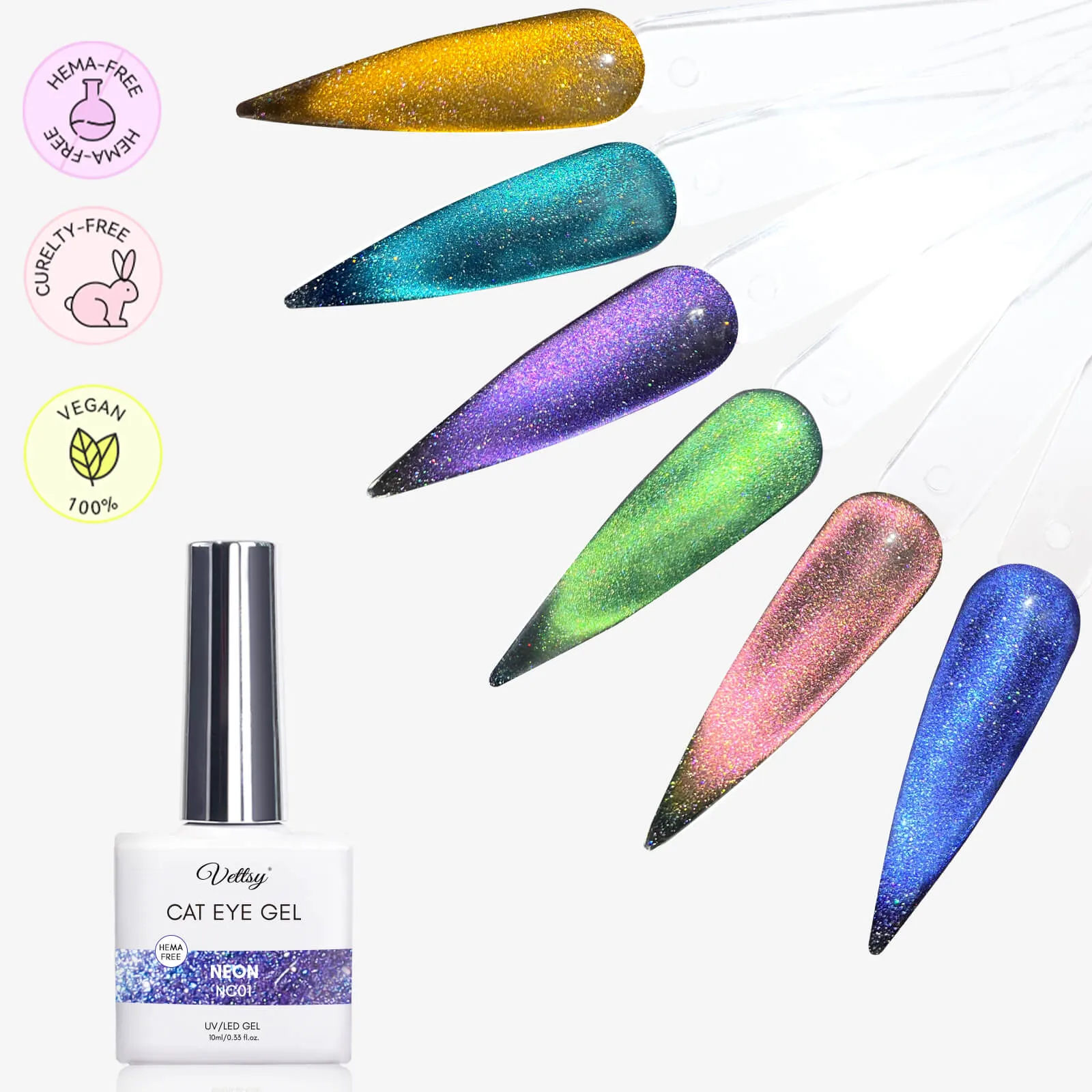 Hema-Free Cat Eye Gel Set-Neon