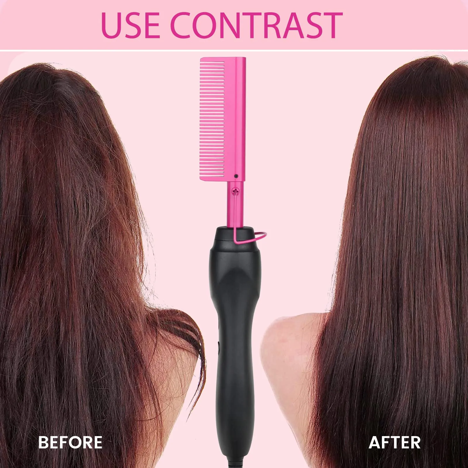 Homfu Electric Hot Comb Hair Straightener Ceramic Curling Anti Scald Press Comb