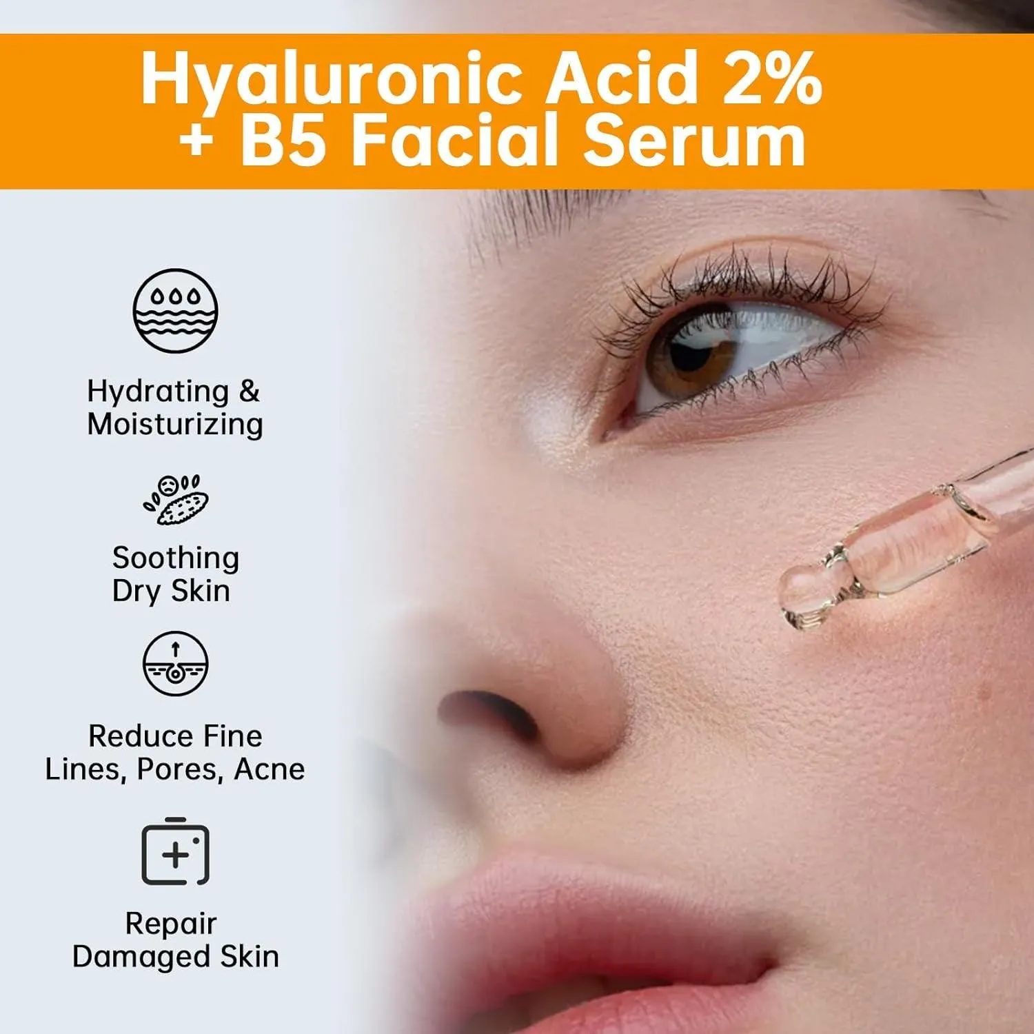 Hyaluronic Acid 2%   B5 Facial Serum, 30ML Hyaluronic Acid Serum for Face, 1 Floz Hyaluronic Acid Serum, Hyaluronic Acid and Vitamin B5, Moisturizing.