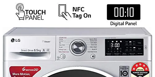 LG 6.5 Kg 5 Star Inverter Fully-Automatic Front Loading Washing Machine (FHT1265ZNL, Luxury Silver, 6 Motion Direct Drive)