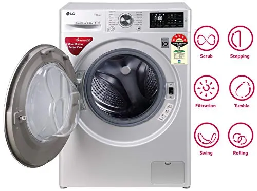 LG 6.5 Kg 5 Star Inverter Fully-Automatic Front Loading Washing Machine (FHT1265ZNL, Luxury Silver, 6 Motion Direct Drive)