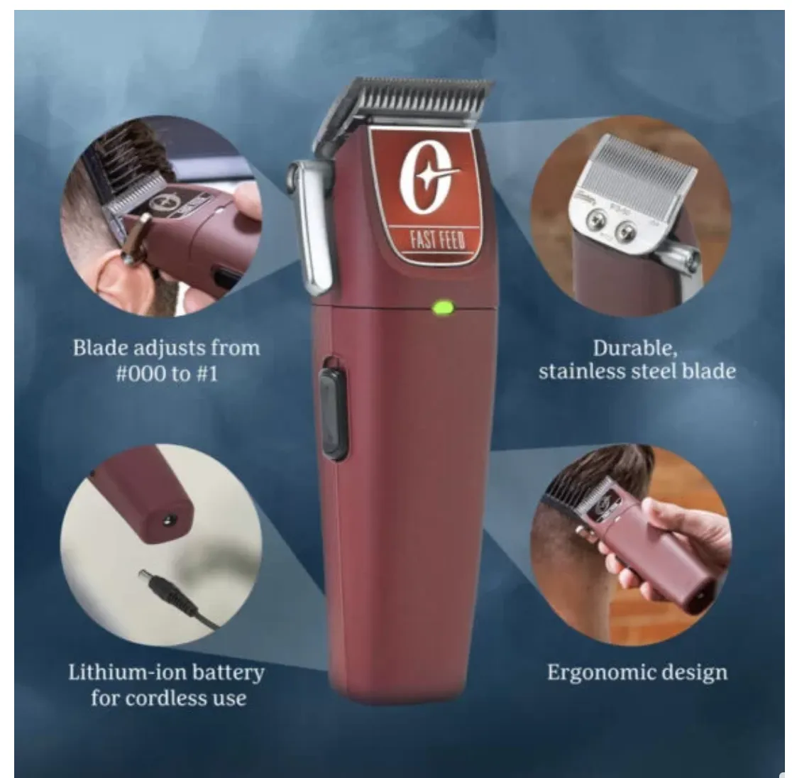 Oster Fast Feed Cordless Clipper – Red