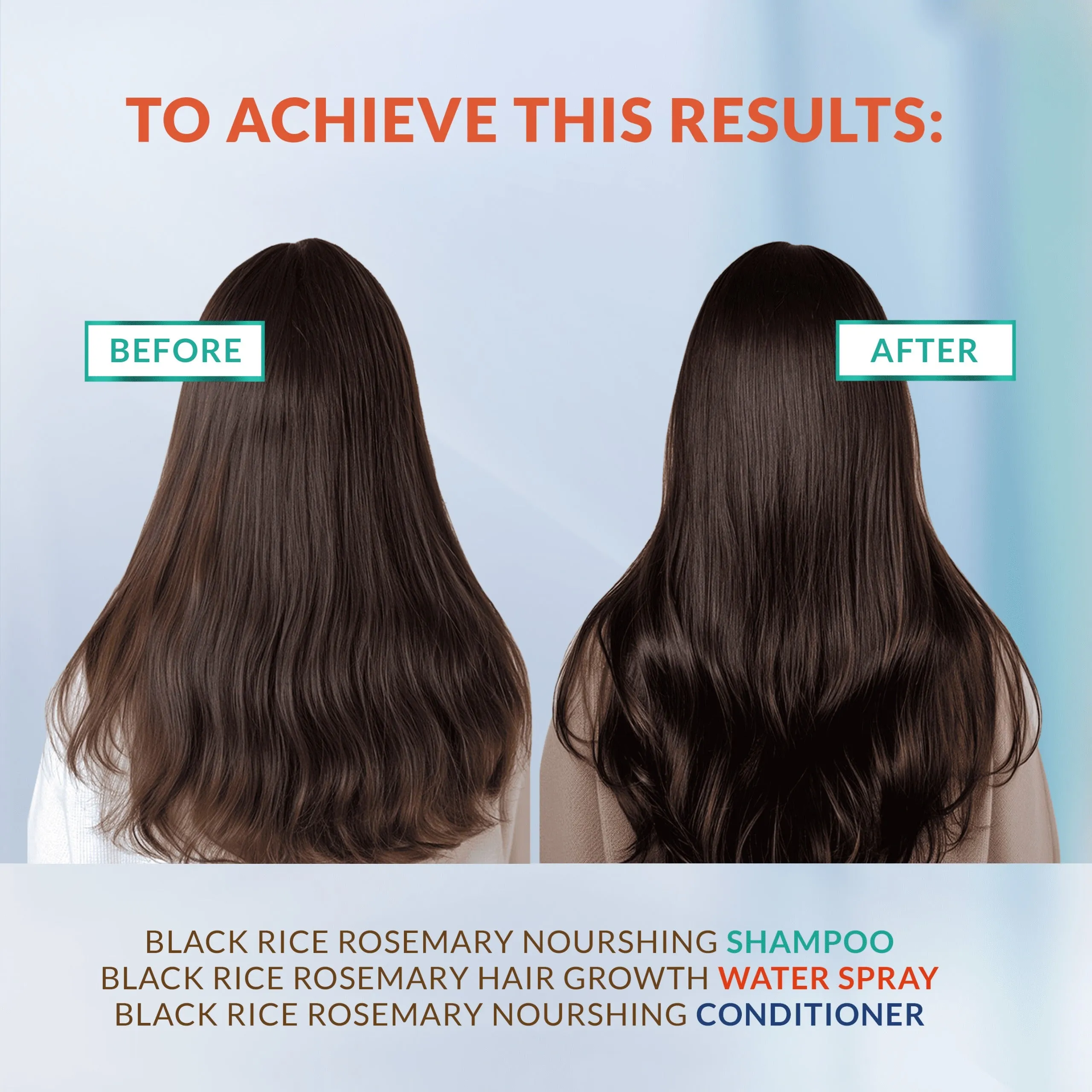 Rosemary Black Rice Water Hair Growth System Kit - Shampoo, Conditioner and Leave-in Serum