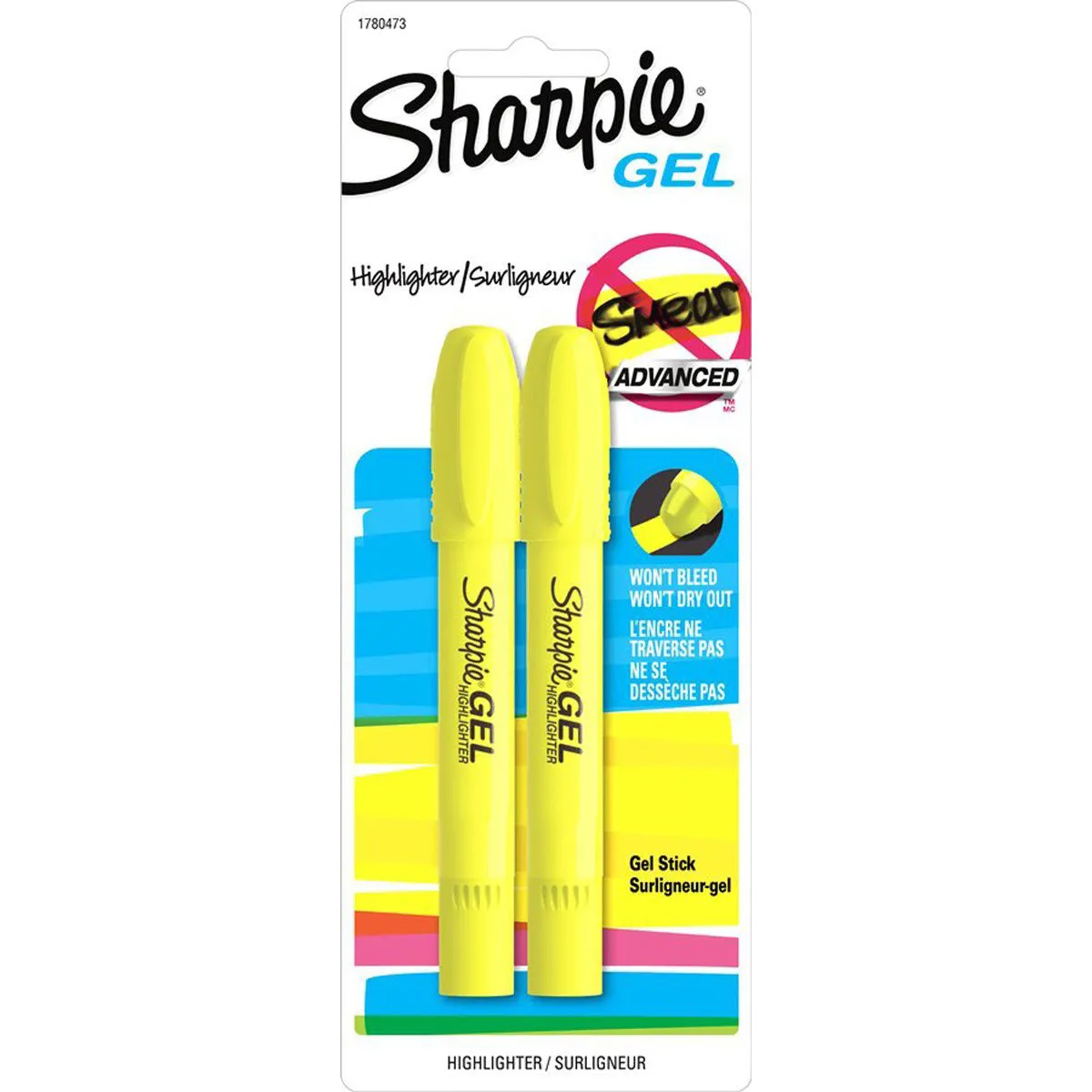 SHARPIE - Accent Gel Highlightes, Fluorescent Yellow - 2 Highlighters