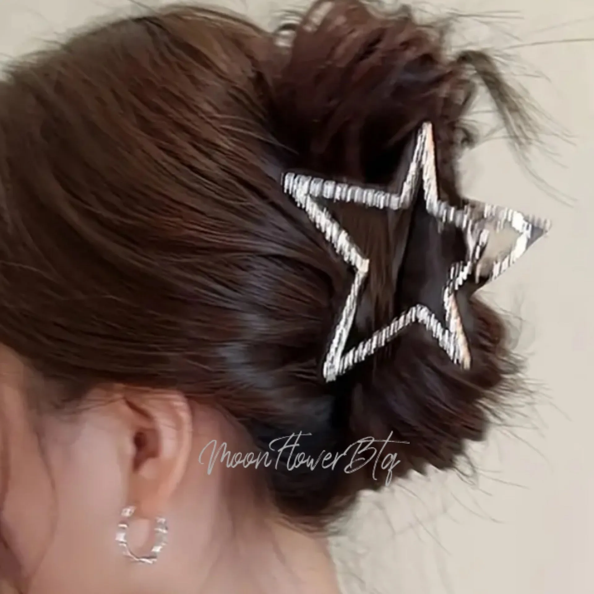 Silver Shiny Y2K Star Cutout Hair Clip