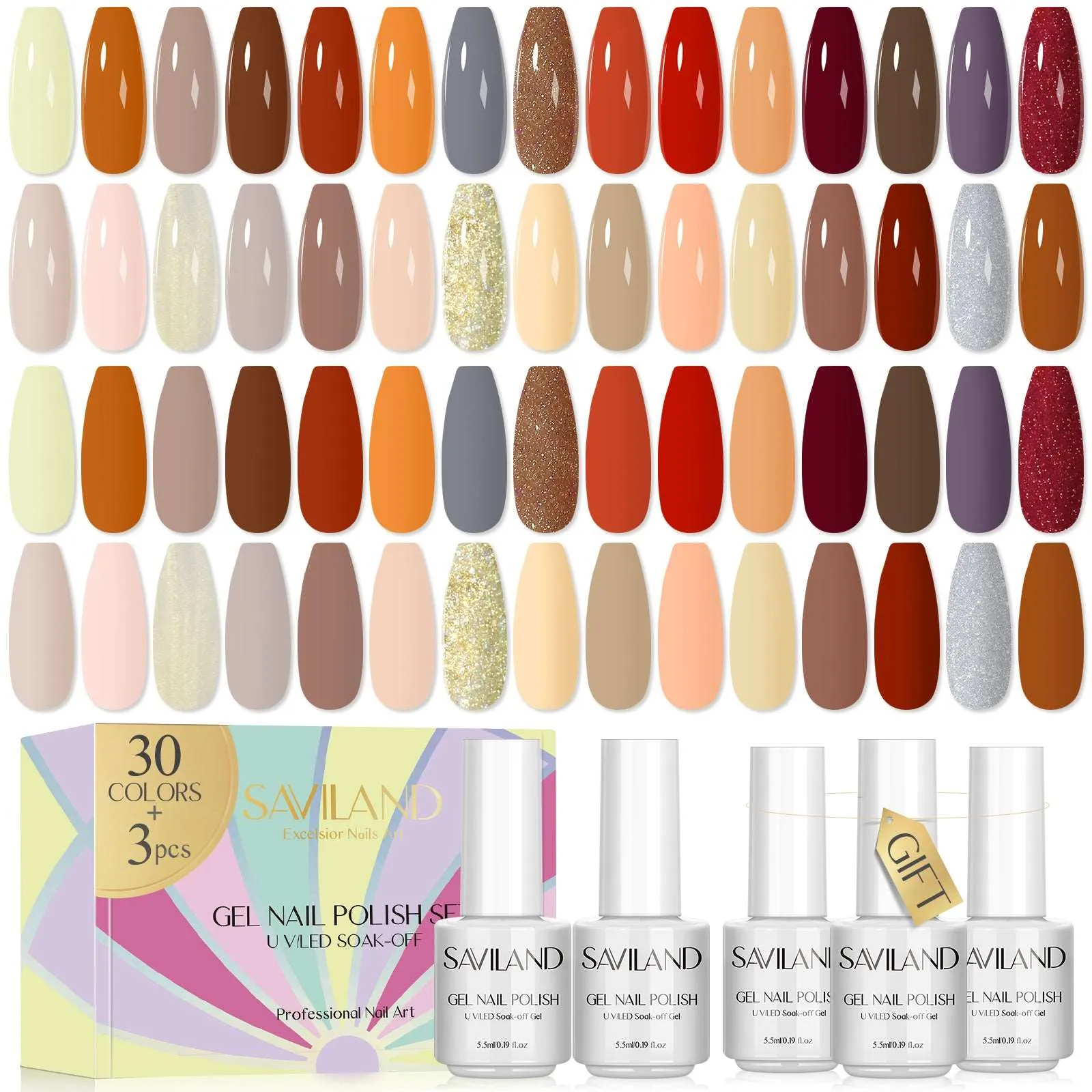 [US ONLY] 33PCS Gel Nail Polish Set – 30 Colors