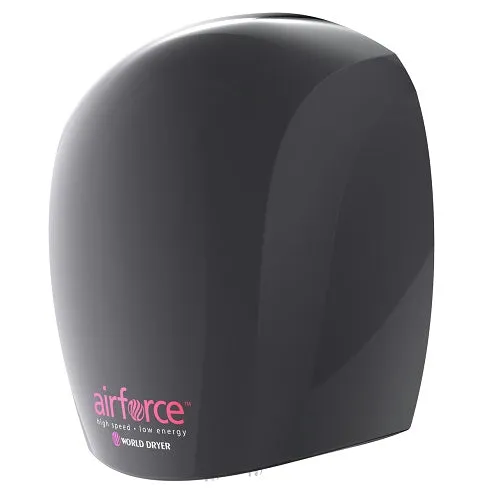 WORLD DRYER® J-162A3 Airforce™ Hand Dryer - Black Epoxy on Aluminum Automatic Surface-Mounted High Speed