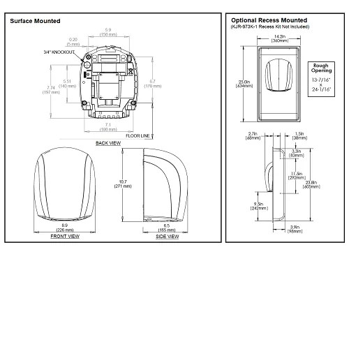 WORLD DRYER® J-162A3 Airforce™ Hand Dryer - Black Epoxy on Aluminum Automatic Surface-Mounted High Speed