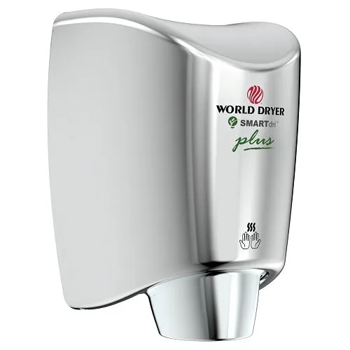 WORLD DRYER® K4-972P2 SMARTdri® Plus Hand Dryer - Polished (Bright) Stainless Steel Automatic Surface-Mounted (208V-240V)